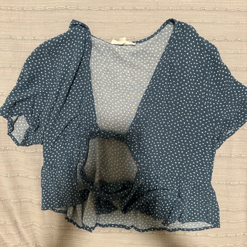 Cropped Floral Tie Front Tee